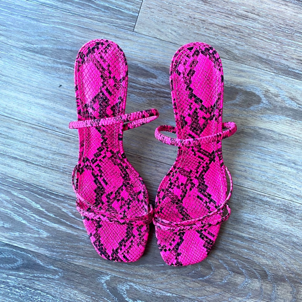 HOT PINK Snake Print Kitten Heel